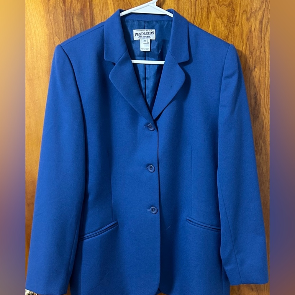 Pendleton Vintage Virgin Wool Royal Blue Blazer Size 12.